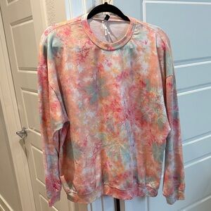 Onzie Pastel Tie-Dye Top in Pink, Peach & Blue